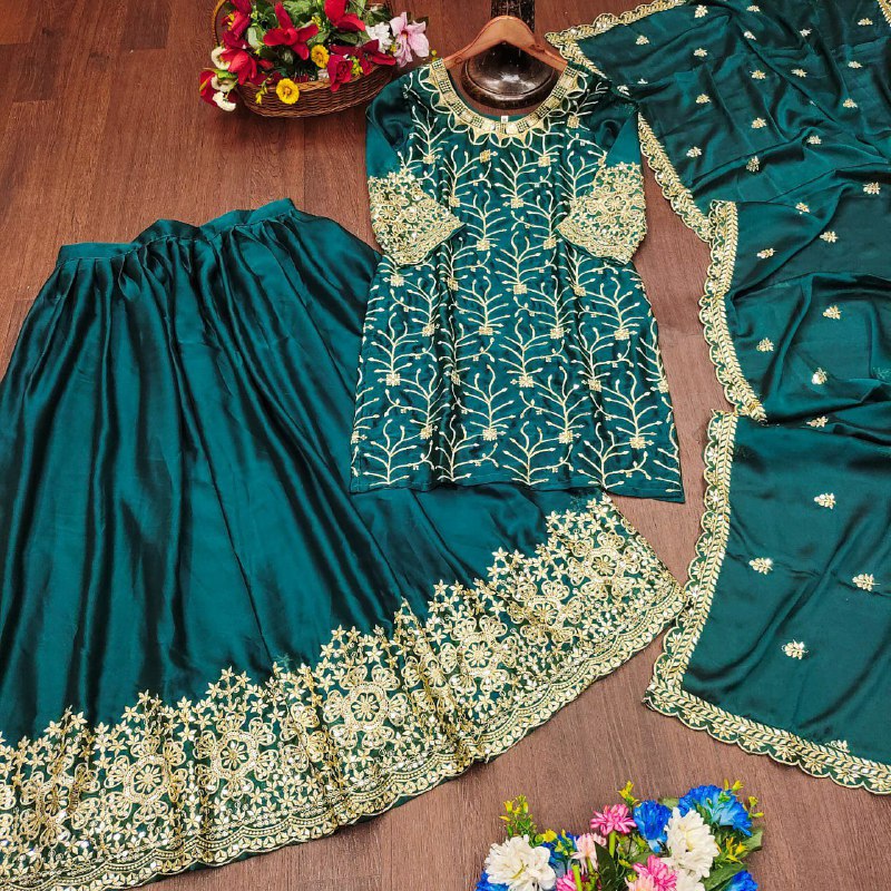 ehenga Fabric: Rangoli With Embroidery Work Inner