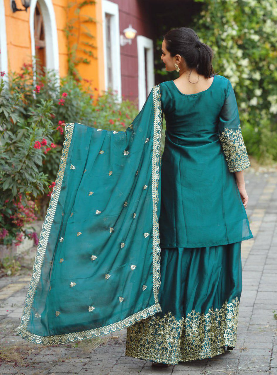 ehenga Fabric: Rangoli With Embroidery Work Inner