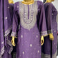 Pure Heavy Chinnon Silk With Heavy Embroidery Sequence Work With Full Sleeve With moti less Border