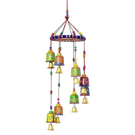 eCraftIndia handicrafted Decorative Wall/Door/Window Hanging Bells Wind Chimes Showpiece for Home Decor, Wall Decor, Pooja Room Temple, Diwali Gift, Corporate Gift