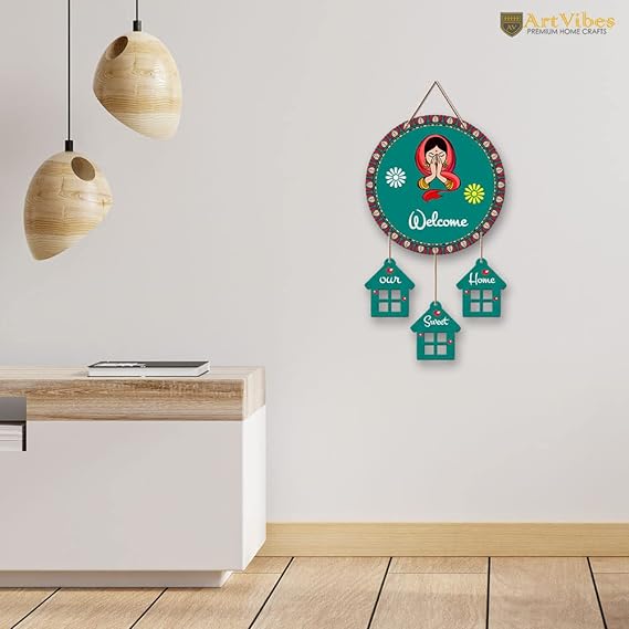 Artvibes Welcome Wooden Wall Hanging Decoration Items for Home |