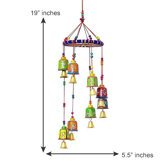 eCraftIndia handicrafted Decorative Wall/Door/Window Hanging Bells Wind Chimes Showpiece for Home Decor, Wall Decor, Pooja Room Temple, Diwali Gift, Corporate Gift