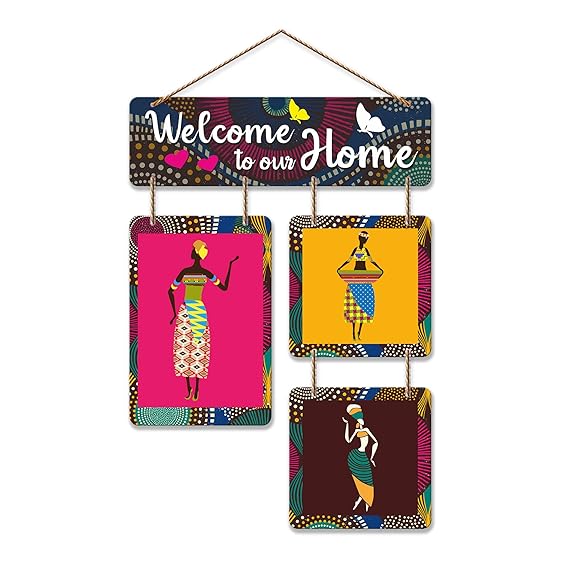 Artvibes Welcome To Our Home Decorative Wall Art MDF Wooden Hanging for Living Room