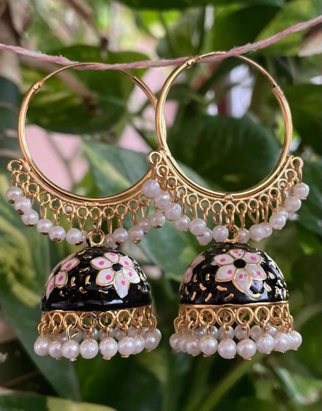 Meenakari Chandbali Jhumka