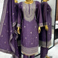 Pure Heavy Chinnon Silk With Heavy Embroidery Sequence Work With Full Sleeve With moti less Border