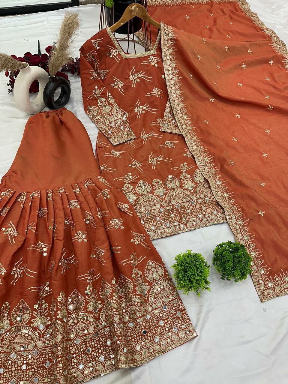 pure Heavy Simmer silk With Heavy Embroidery Sequence Work