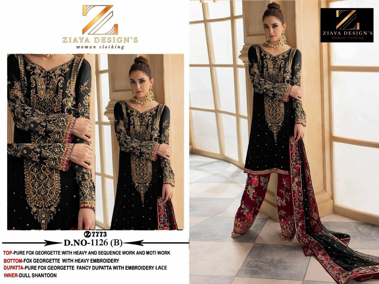 HEAVY PURE FOX GEORGETTE WITH HEAVY EMBROIDERED WITH SEQUENCE WORK