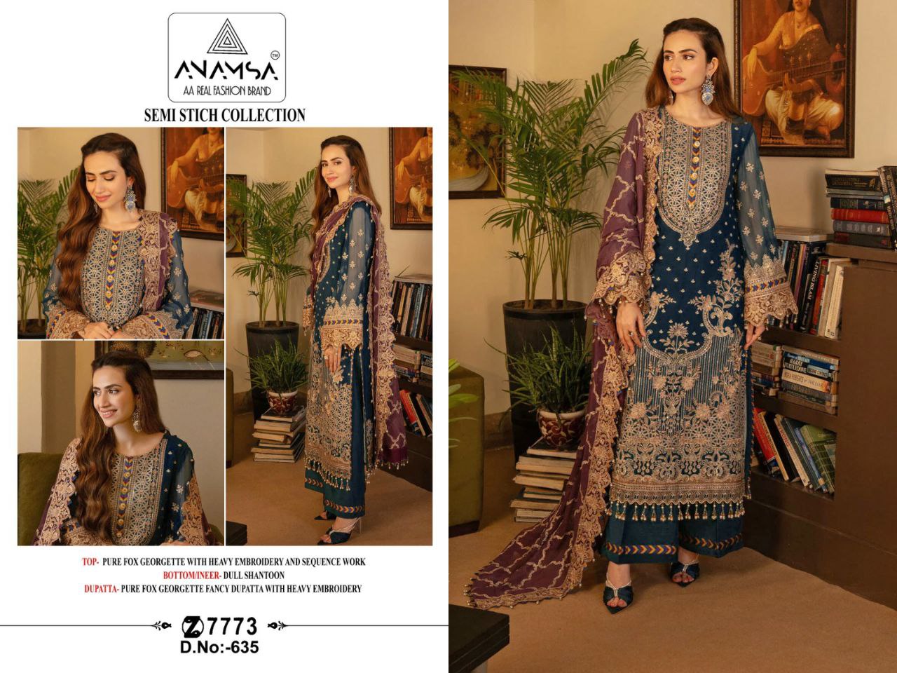 Heavy Pure Fox Georgette With Heavy Embroidered With Sequence Work