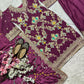 Pure Heavy Chinnon Silk With Heavy Embroidery Coding Sequence Work With Full Embroidery Sleeve