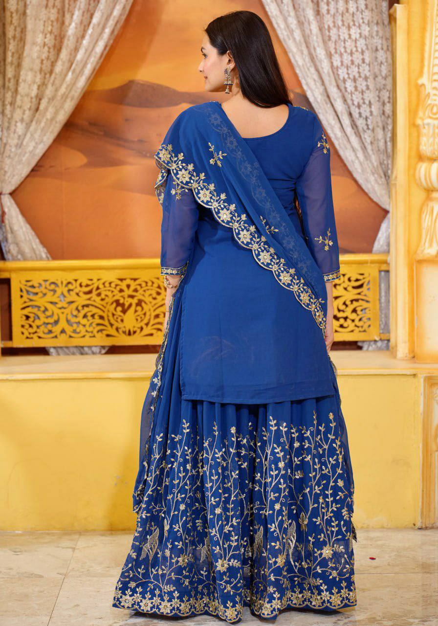 Fox georgette with Sequence Embroidery Work