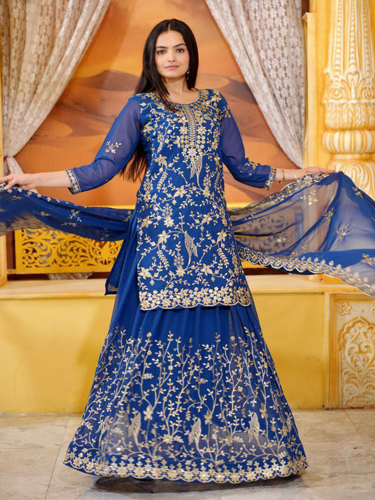 Fox georgette with Sequence Embroidery Work