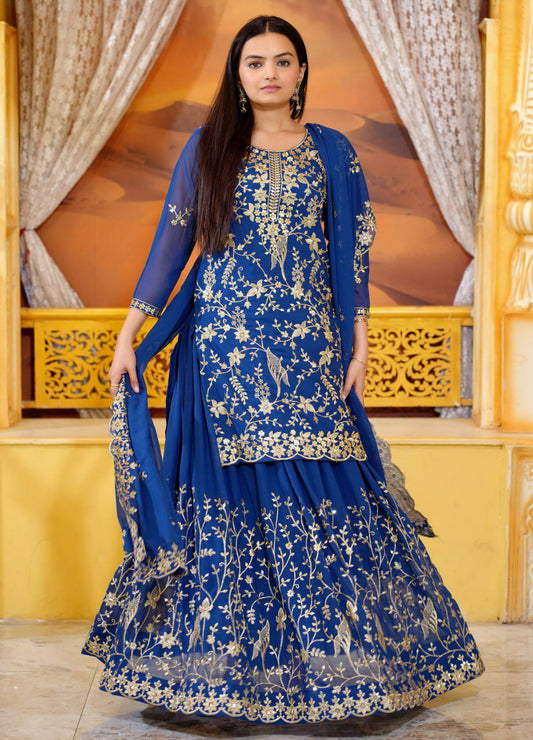 Fox georgette with Sequence Embroidery Work