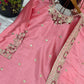 Heavy Pure Chinnon Silk With 5mm Embroidery Sequence Work With Full Sleeve