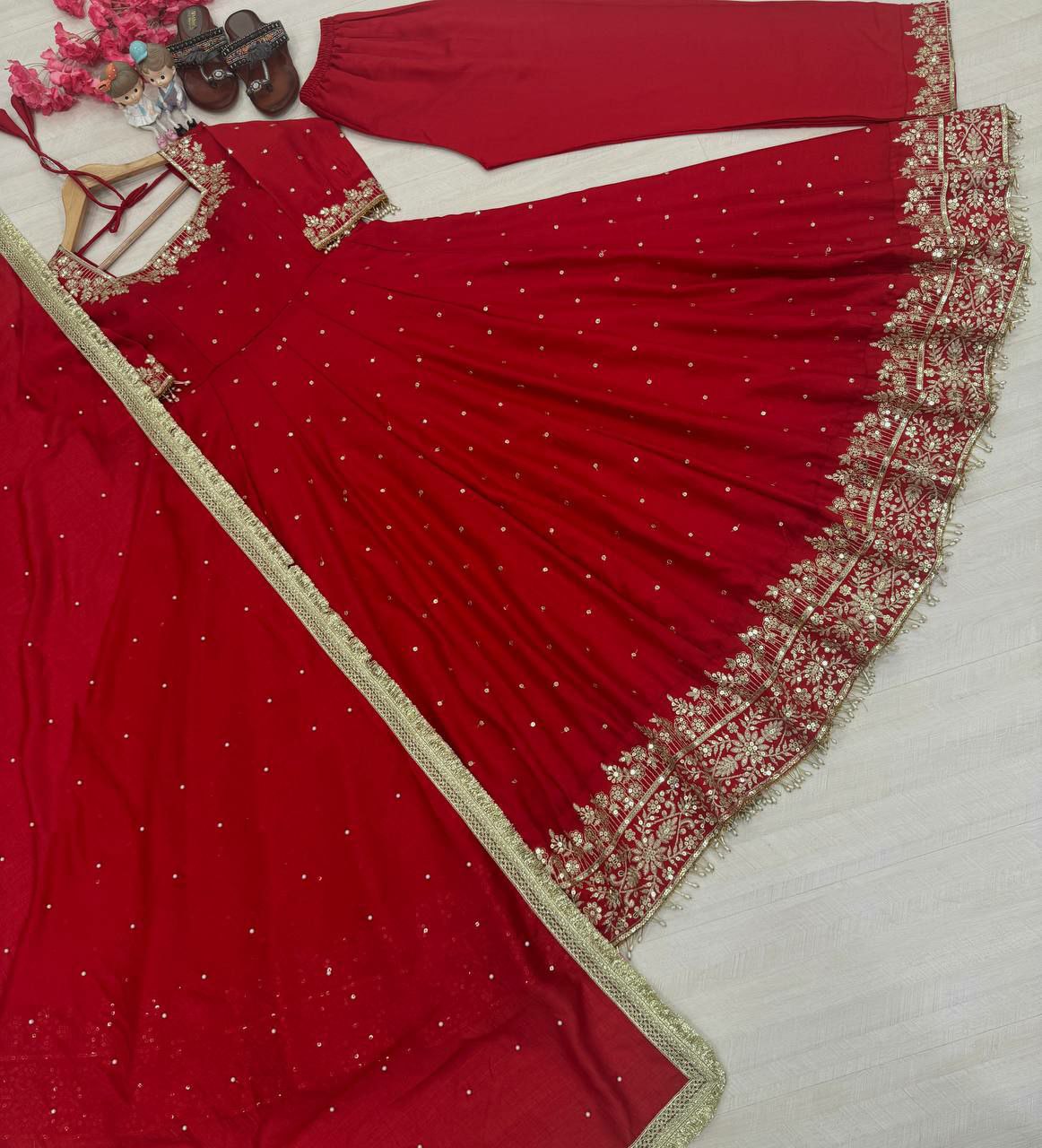 Heavy Pur Vichitra Silk With Embroidery 5 mm Sequence Work