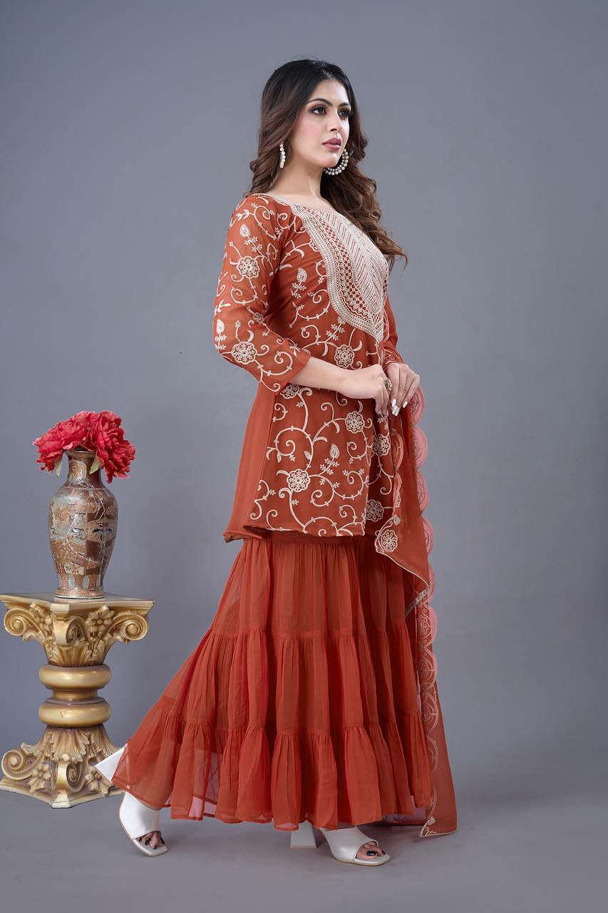 Heavy Georgette Embroidery Work With Full Sleeve