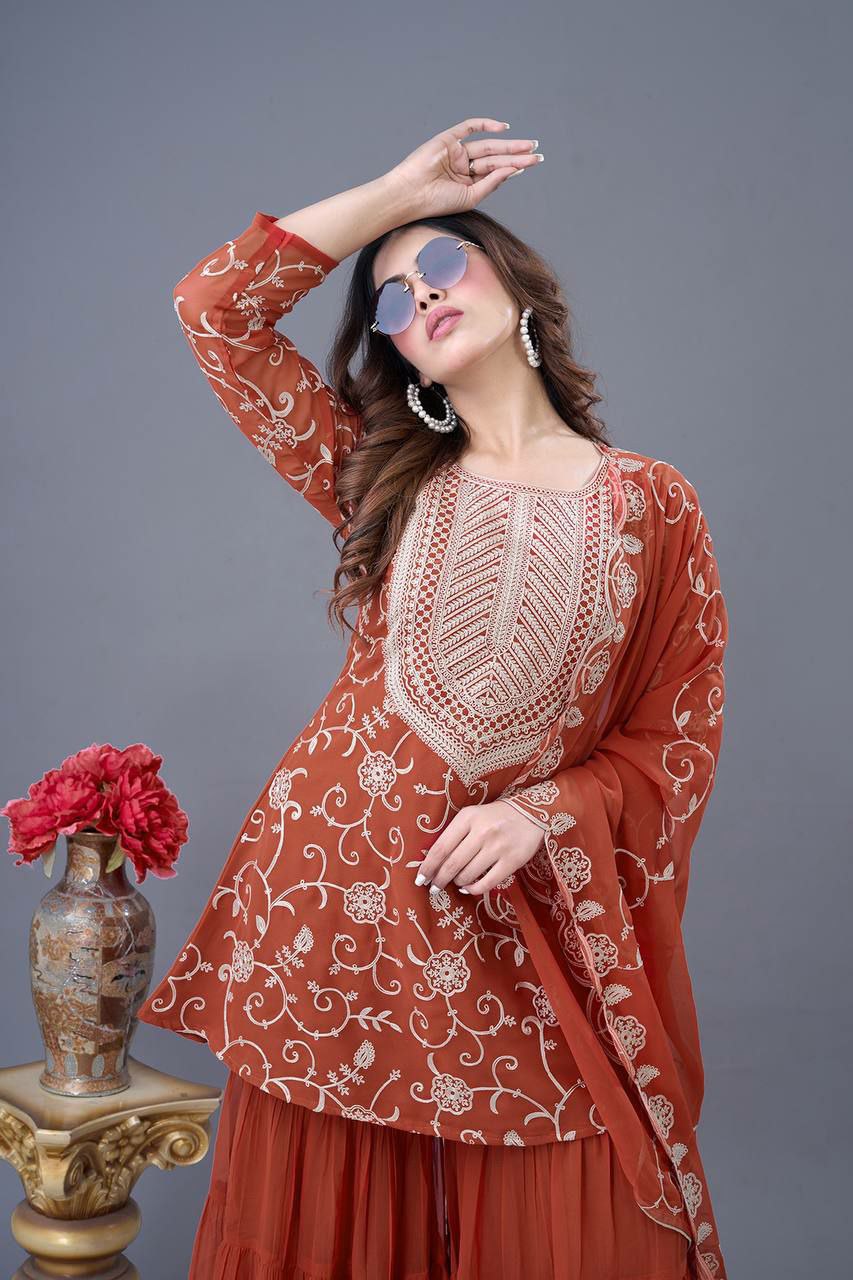 Heavy Georgette Embroidery Work With Full Sleeve