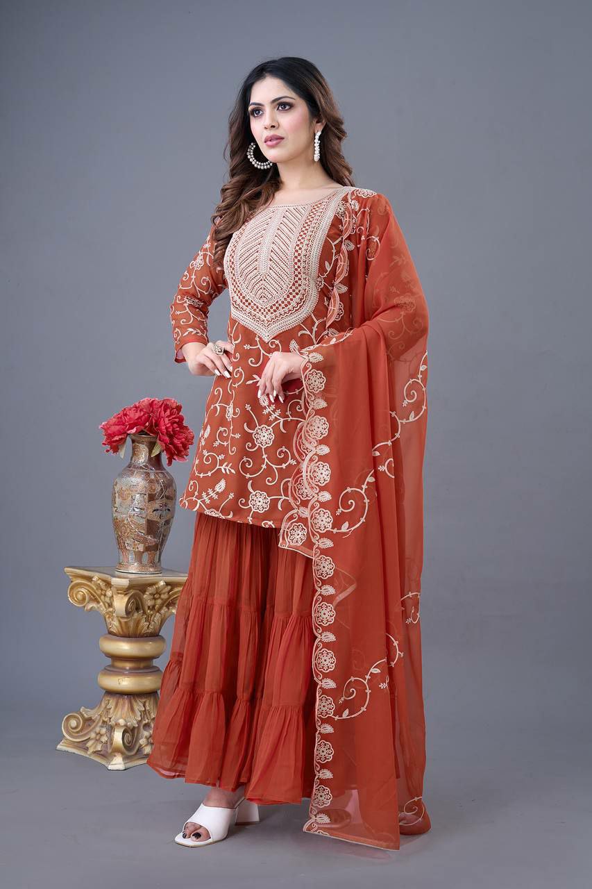 Heavy Georgette Embroidery Work With Full Sleeve