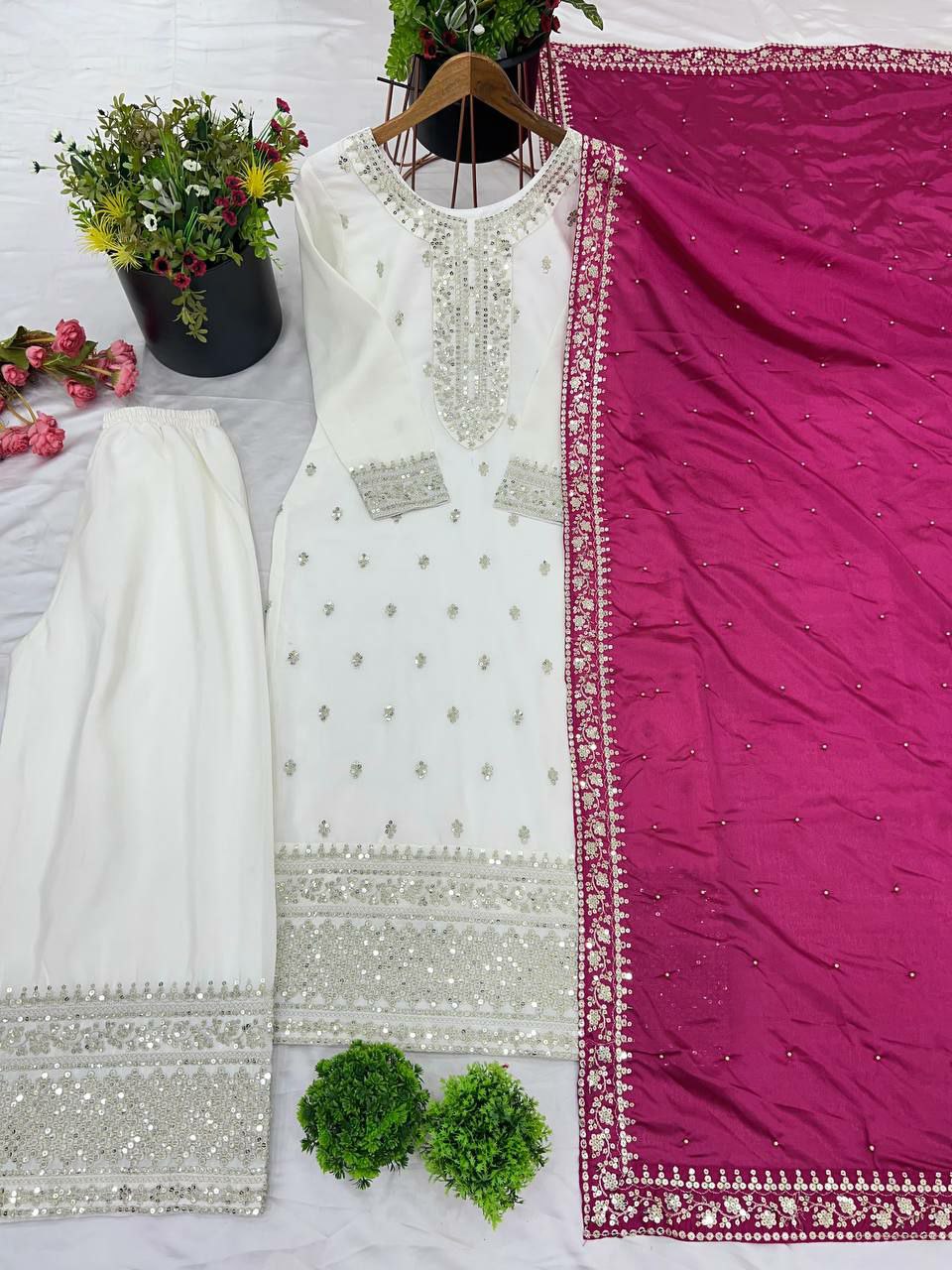 Heavy Faux Georgette With Heavy Embroidery Sequence Work With Full Sleeve