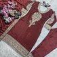 Pure Heavy Chinnon Silk With Heavy Embroidery Coding Sequence Work