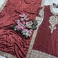 Pure Heavy Chinnon Silk With Heavy Embroidery Coding Sequence Work