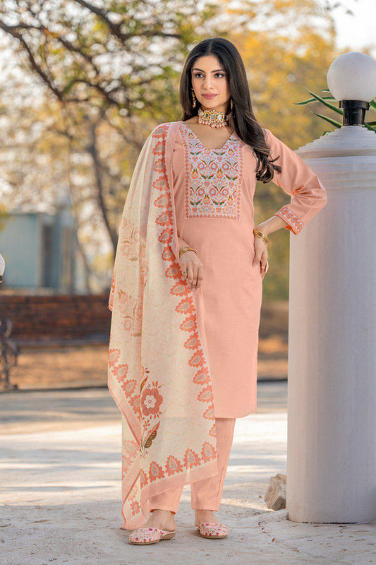 V-Neck Straight Kurti With Divider plaza