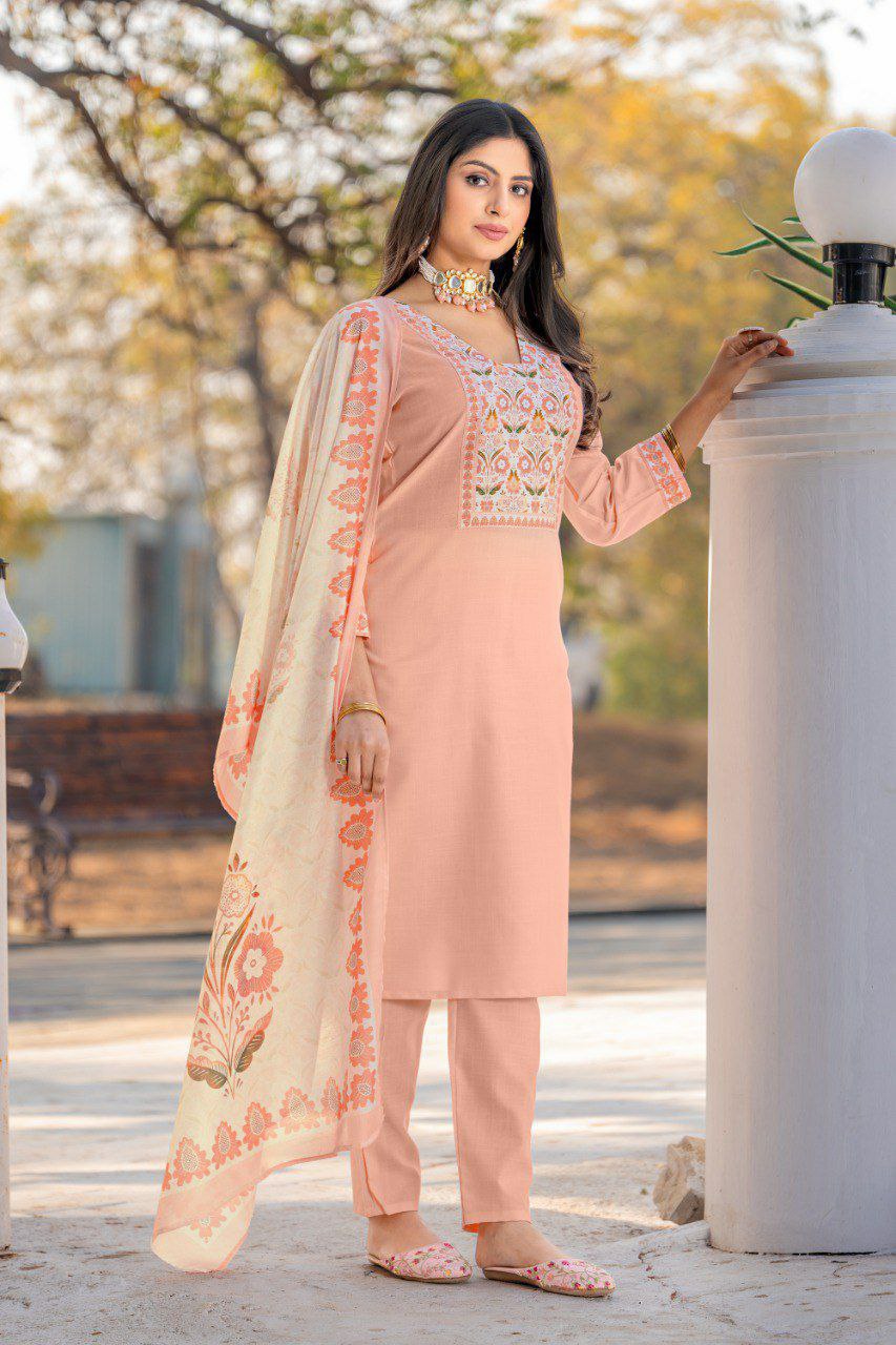 V-Neck Straight Kurti With Divider plaza