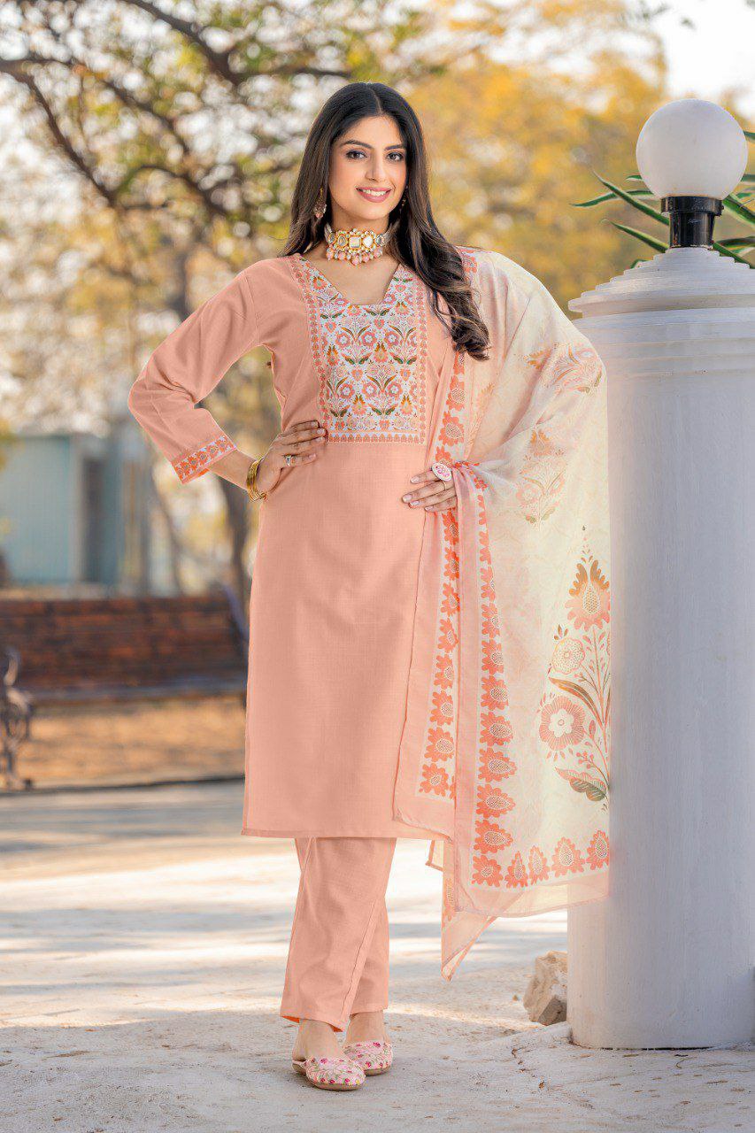 V-Neck Straight Kurti With Divider plaza