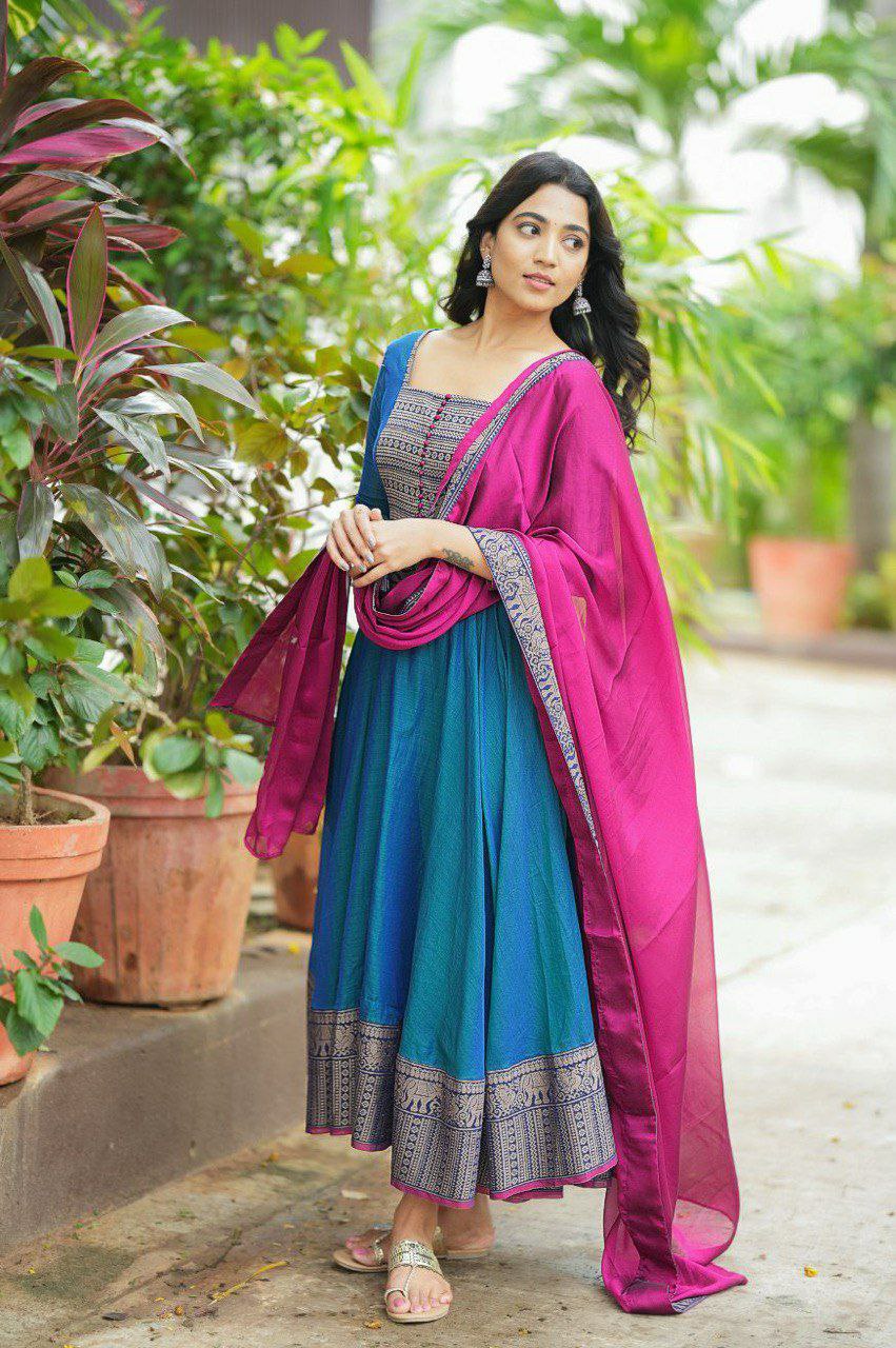 Vichitra Silk With jacquard Zari Weaving