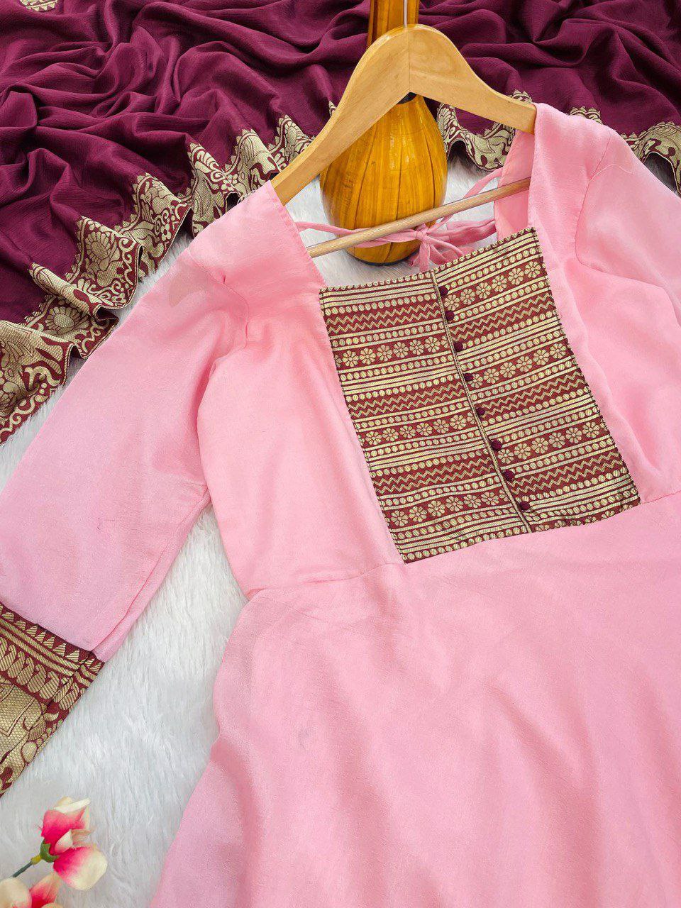 Vichitra Silk With jacquard Zari Weaving