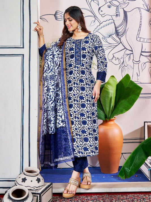 Rayon Print with Embroidery & Sequence Work