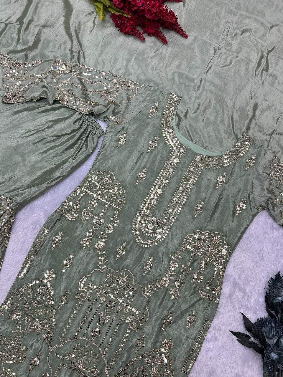 UPCOMING FESTIVAL COLLECTION 3 PIECE FANCY KURTI WITH BEAUTIFUL SHARARA AND DUPATTA