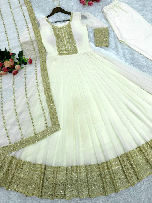 PRESENTING 3 PIECE STYLISH GOWN AND DUPATTA WITH BEAUTIFUL BOTTOM