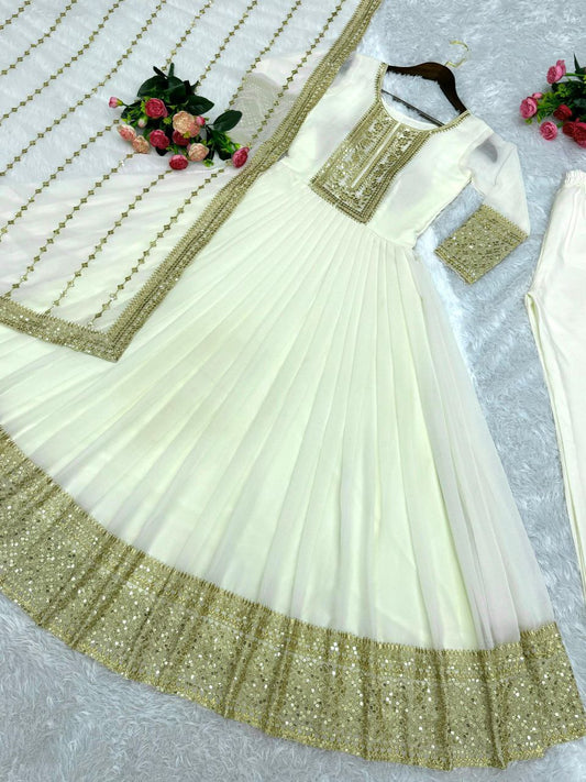 PRESENTING 3 PIECE STYLISH GOWN AND DUPATTA WITH BEAUTIFUL BOTTOM