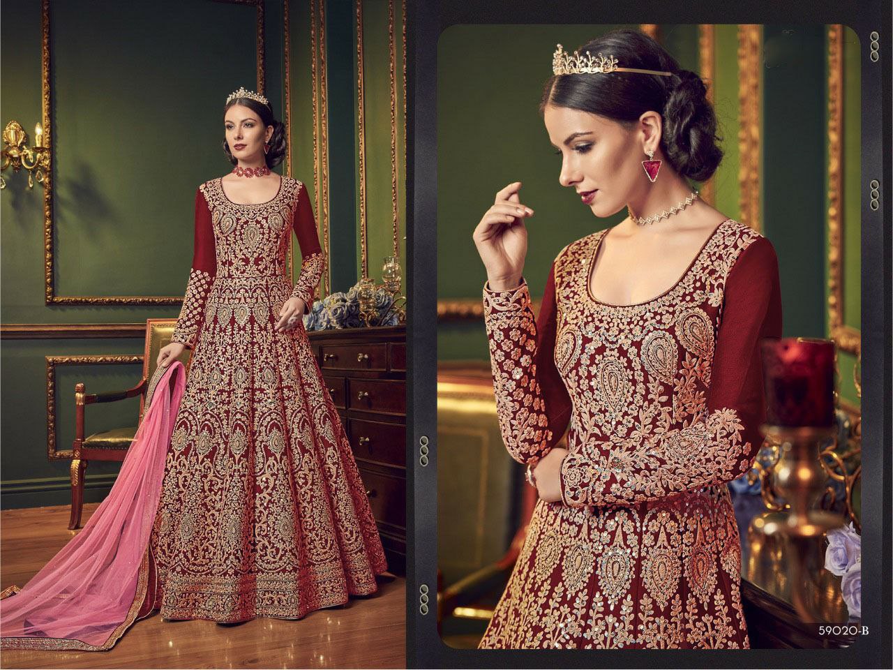 Heavy Tapeta with Embroidery  + sequence work with stone work and back side work