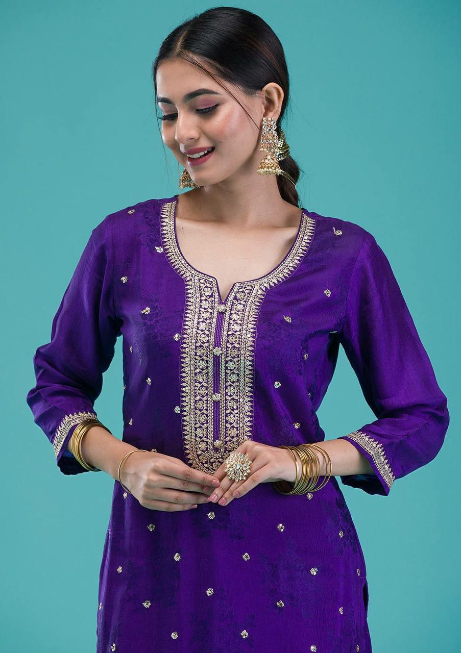 Heavy Chinnon With Heavy Embroidery Sequence Work With Full Sleeves&nbsp;