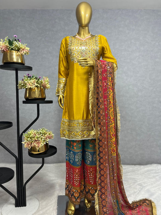 3 PIECE KURTI WITH PLAZZO AND DUPATTA SP3