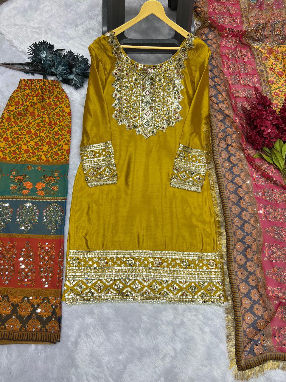 3 PIECE KURTI WITH PLAZZO AND DUPATTA SP3