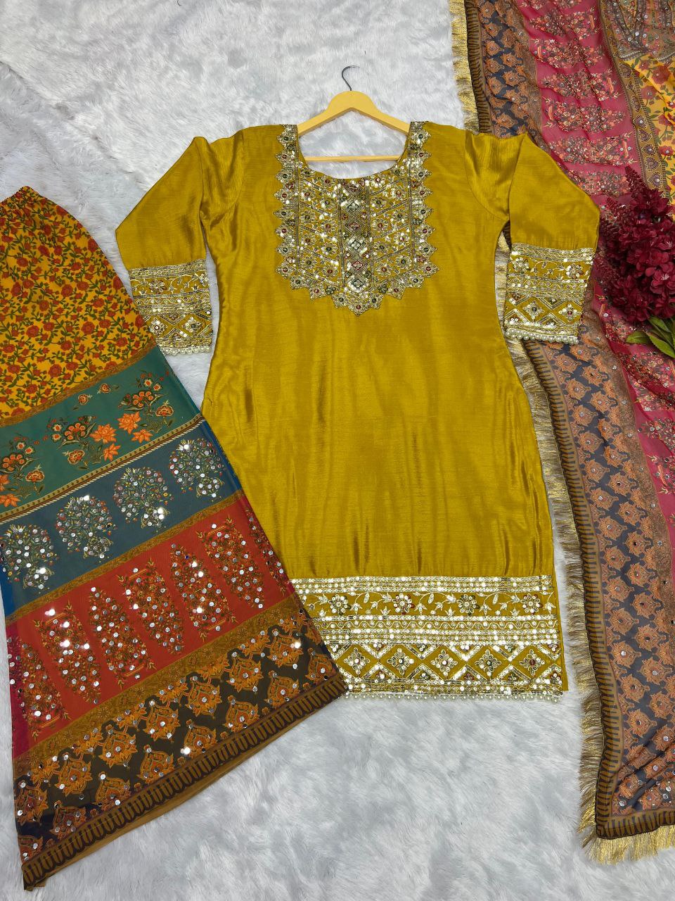 3 PIECE KURTI WITH PLAZZO AND DUPATTA SP3