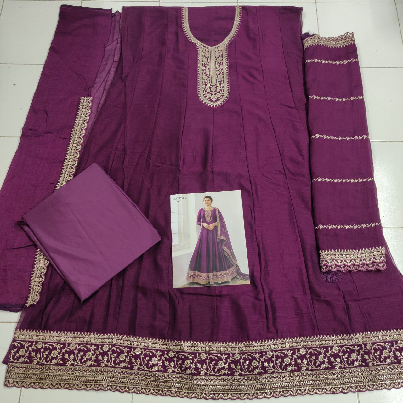 Premium Silk With Sequence Embroidery Work SP5