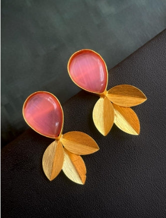 Monalisa Stone Three Leaf Stud Earring