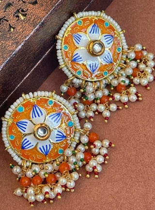 Meenakari Stud Earring with thick beads work