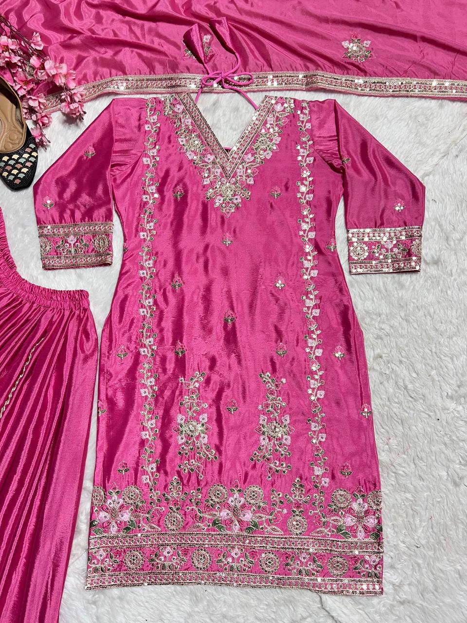 PRE ORDER- Chinnon Silk With *Heavy Embroidery Coding Sequence Work