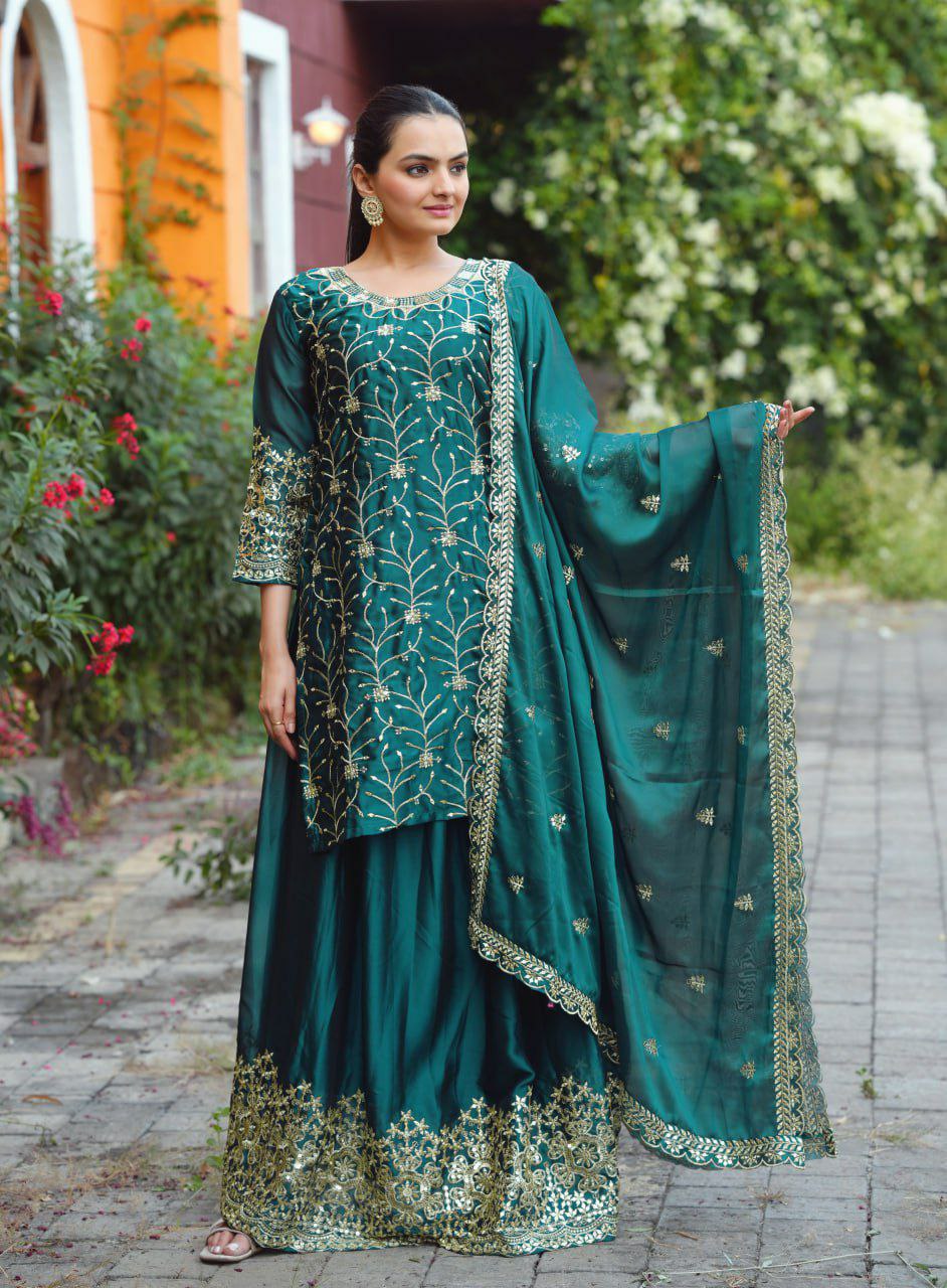 ehenga Fabric: Rangoli With Embroidery Work Inner