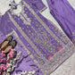 Pure Heavy Chinnon Silk With Heavy Embroidery Coding Sequence Work