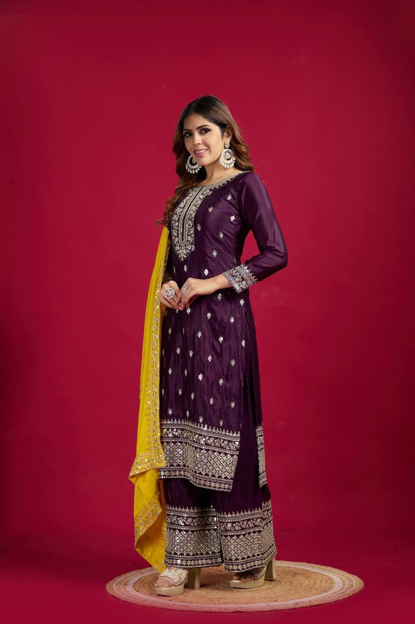 Heavy Faux Georgette With Heavy Embroidery Sequence Work With Full Sleeve