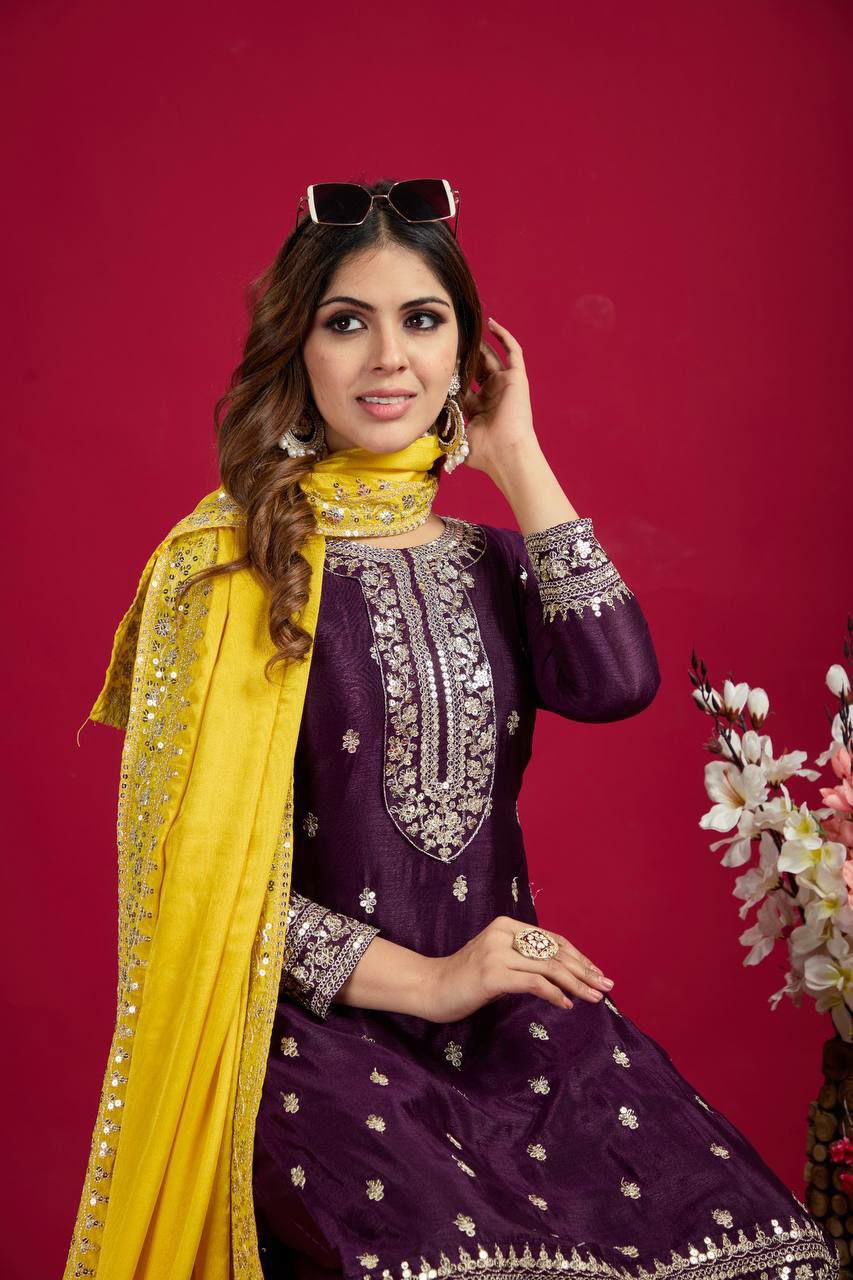 Heavy Faux Georgette With Heavy Embroidery Sequence Work With Full Sleeve