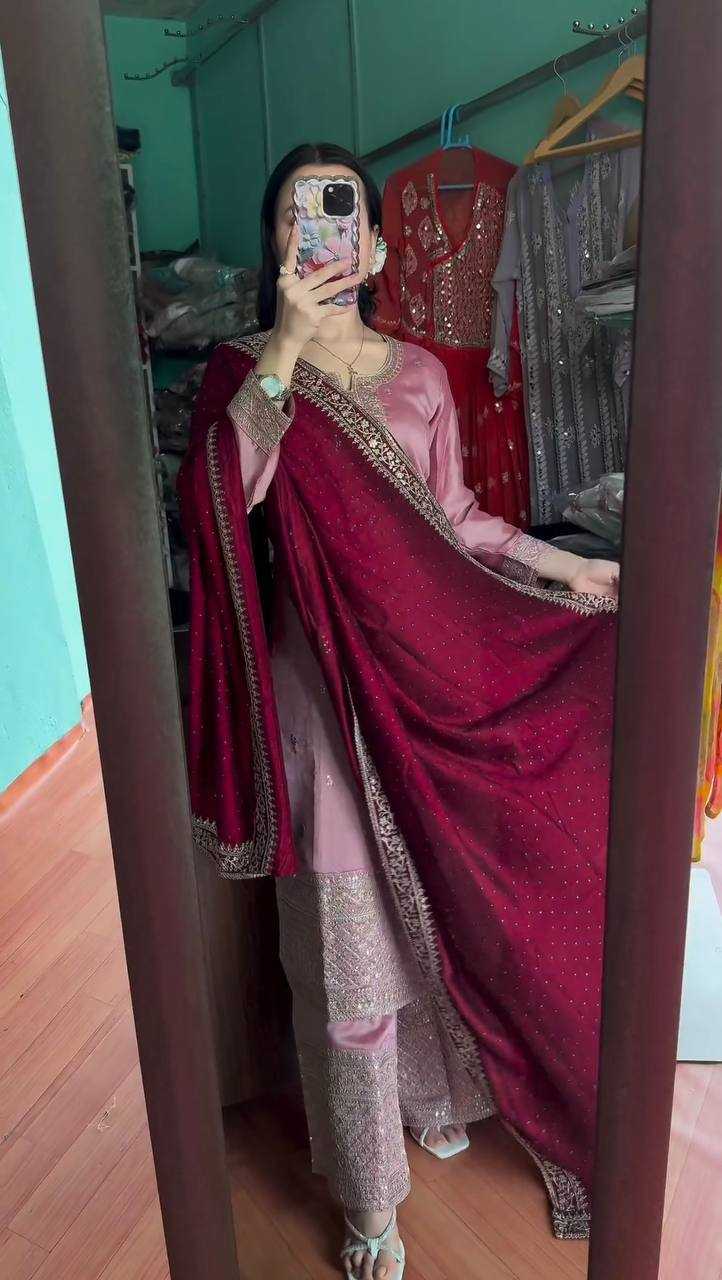 Chinon KESH164 G76 Suits & Dresses Wholesale Sharara Salwar Suits Embroidery Suits Designer Suits Manufacturer