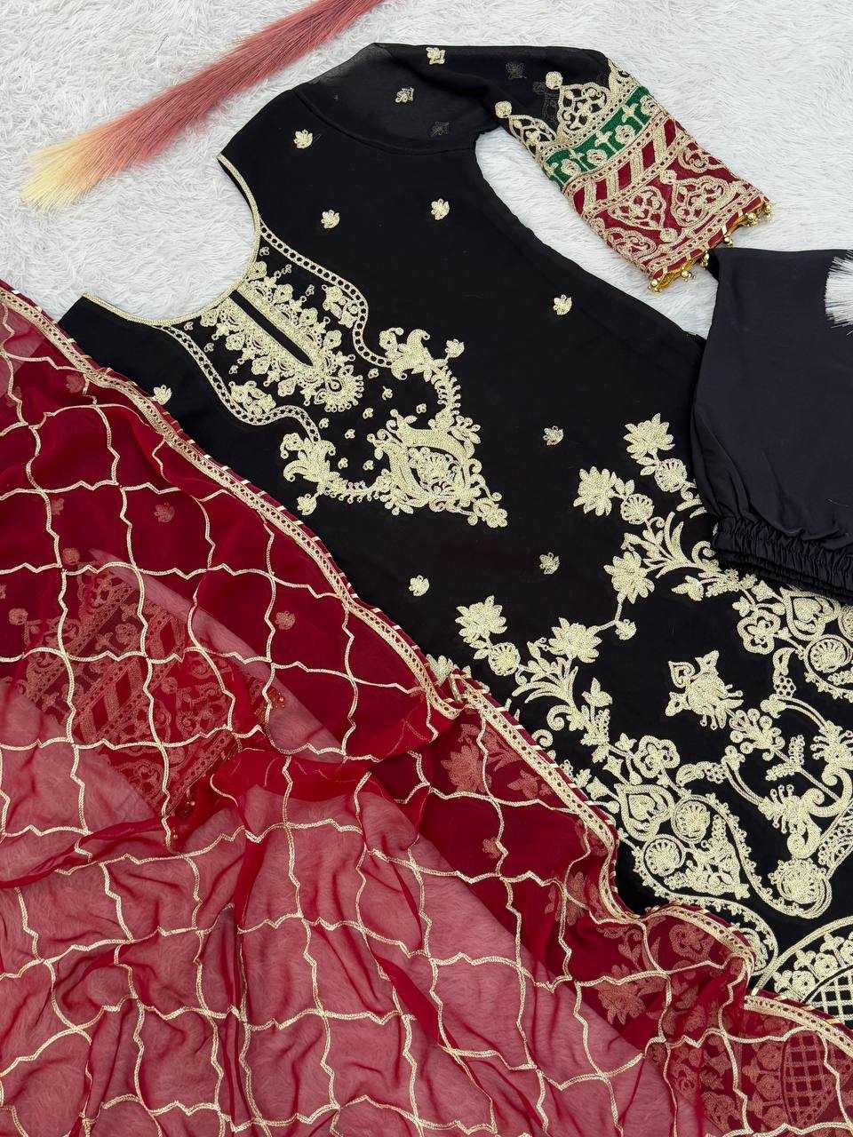 HEAVY FAUX GEORGETTE KESH159 1322 SUITS & DRESSES WHOLESALE GEORGETTE EMBROIDERY PARTY WEAR SUITS MANUFACTURER