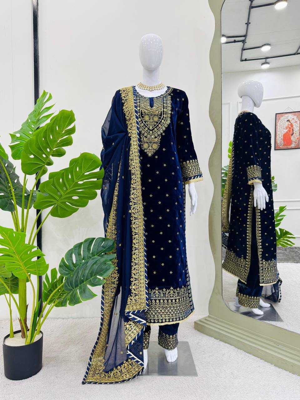 SUITS & DRESSES WHOLESALE VELVET EMBROIDERY DESIGNER PAKISTANI SUITS MANUFACTURER